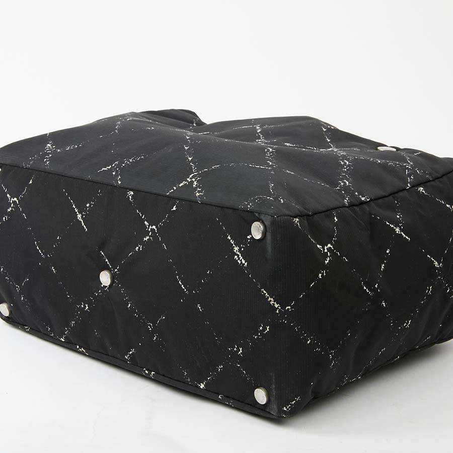 CHANEL Black And White Canvas Tote Bag 3
