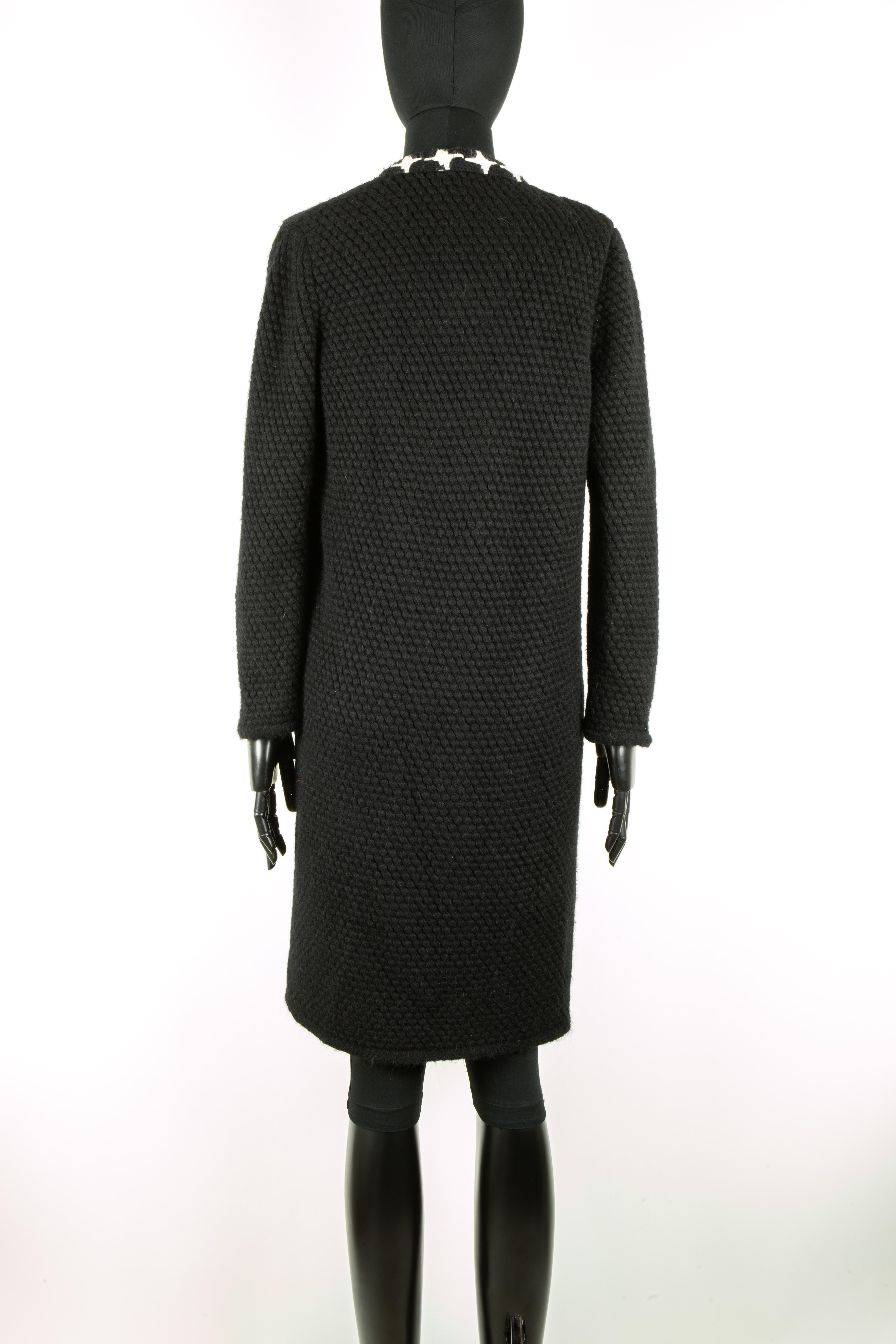 chanel black and white coat