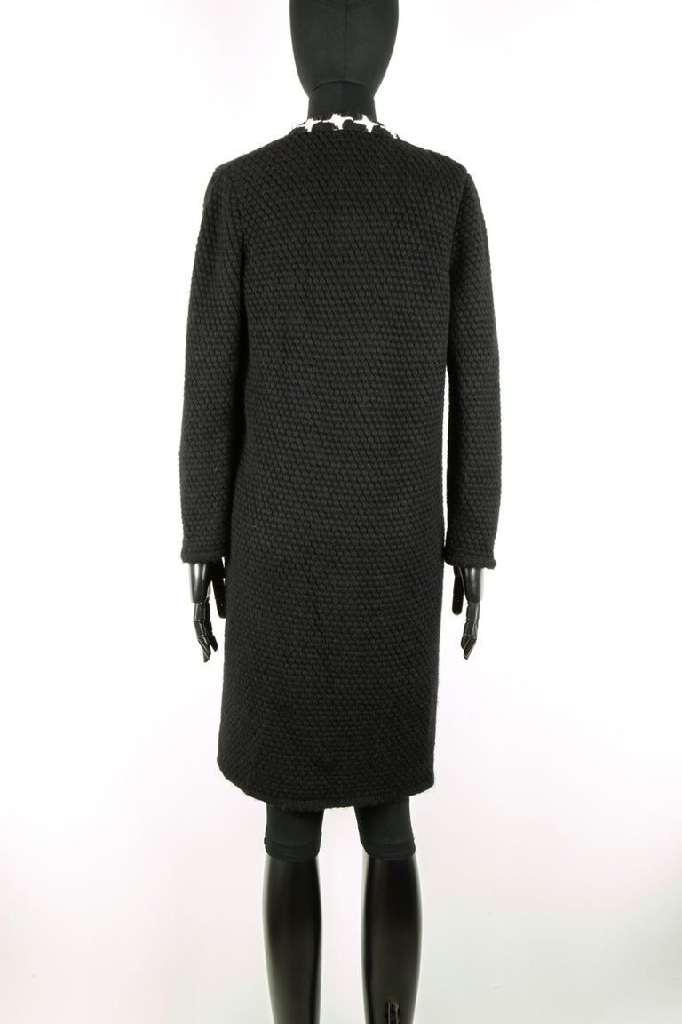 Chanel Black And White Cashmere Coat For Sale at 1stDibs