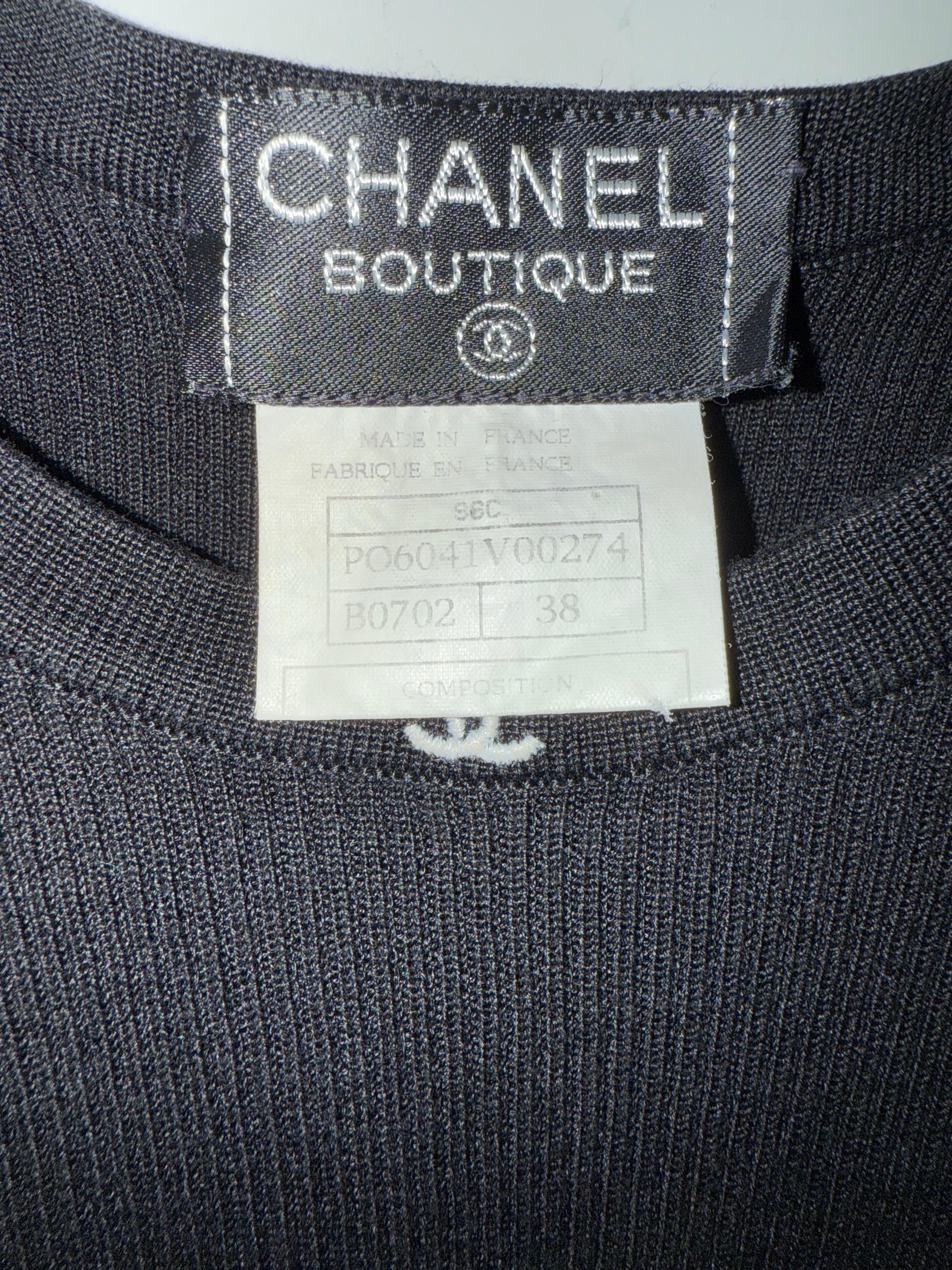 Chanel black and white CC cotton tank top In Good Condition For Sale In Sheung Wan, HK