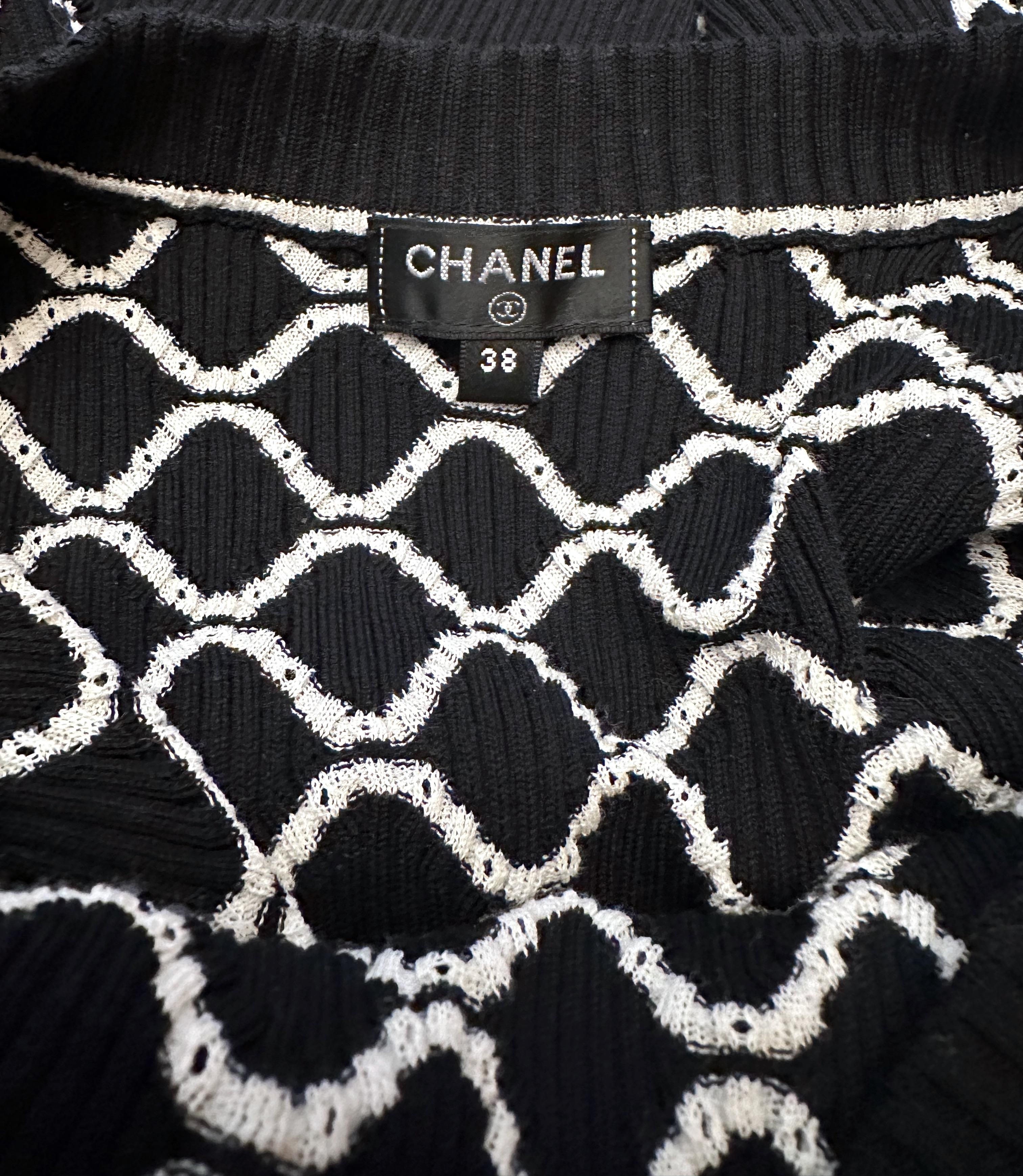 Chanel Black and White Cotton Knit Top 1
