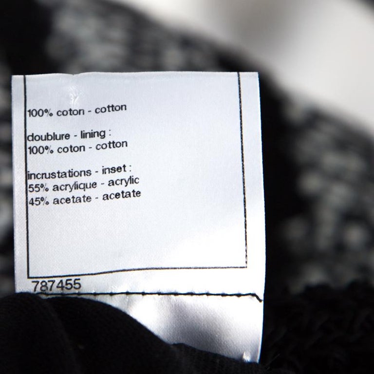 Chanel Black and White Crochet Detail Geometric Textured Skirt M For ...