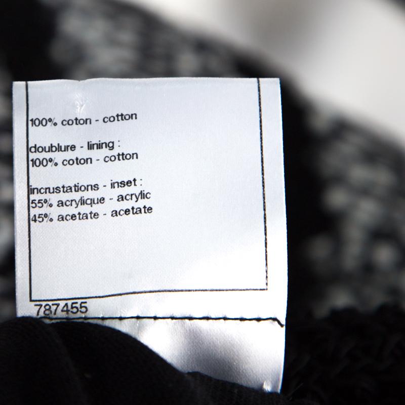 Chanel Black and White Crochet Detail Geometric Textured Skirt M 2