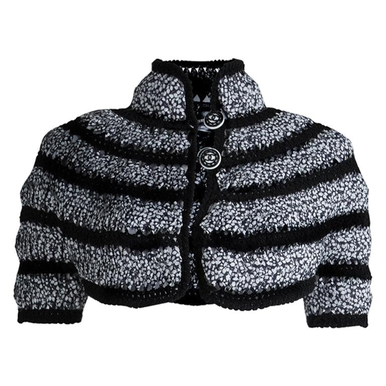 Chanel Black and White Cut Out Detail Bolero Jacket S