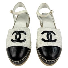 Chanel Black and White Espadrille Sandals