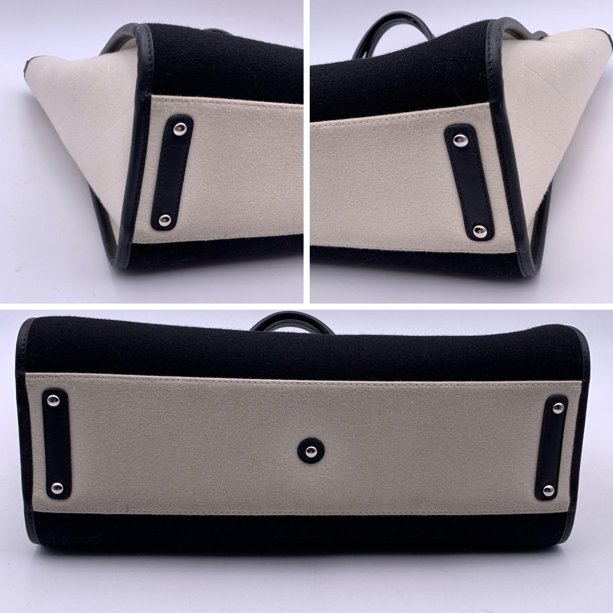 Chanel Black and White Felt Wool Large Deauville Tote Shoulder Bag 1