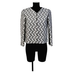 Chanel Black and White Geometric Design Tweed Jacket