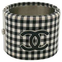 CHANEL Black and White Gingham Vichy Print Cuff Bracelet, Resort Collection 2011