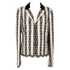 Chanel Black and White Jacket with Velvet Neck