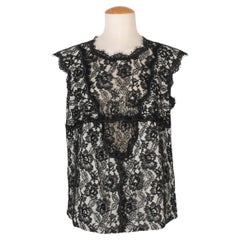 Chanel Black and White Lace Sleeveless Top