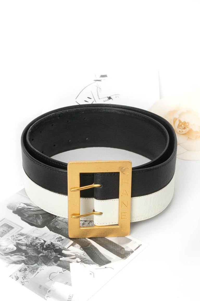 CHANEL 1995 Vintage Black & White Leather Belt Size 65 / 26 LIKE NEW Chanel 1995 Black & White Belt – Dina C main image 2