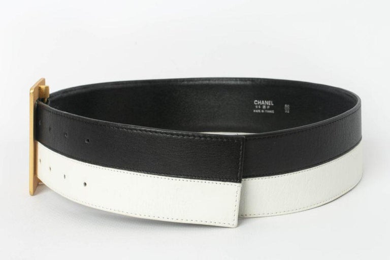 CHANEL 1995 Vintage Black & White Leather Belt Size 65 / 26 LIKE NEW Chanel 1995 Black & White Belt – Dina C main image 4
