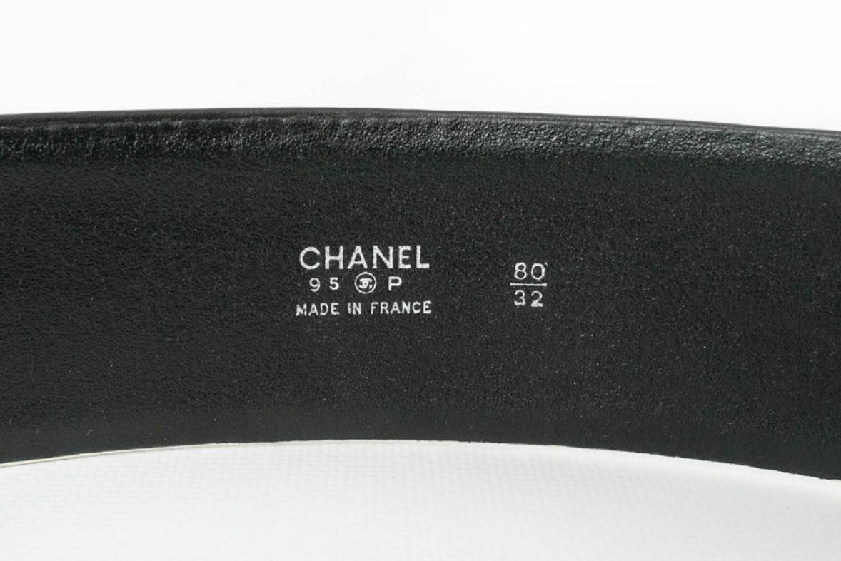 Chanel Black and White Leather Belt Spring-Summer Collection, 1995 For Sale 5