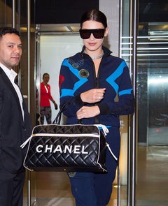 Chanel Black and White Leather Weekend Duffel Tote