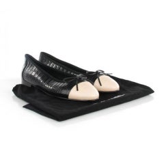 Chanel Black and White Limited Edition & Crocodile Alligator Ballet 39.5 Flats