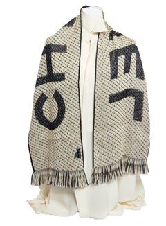 Chanel Black and White Metallic Scarf BN