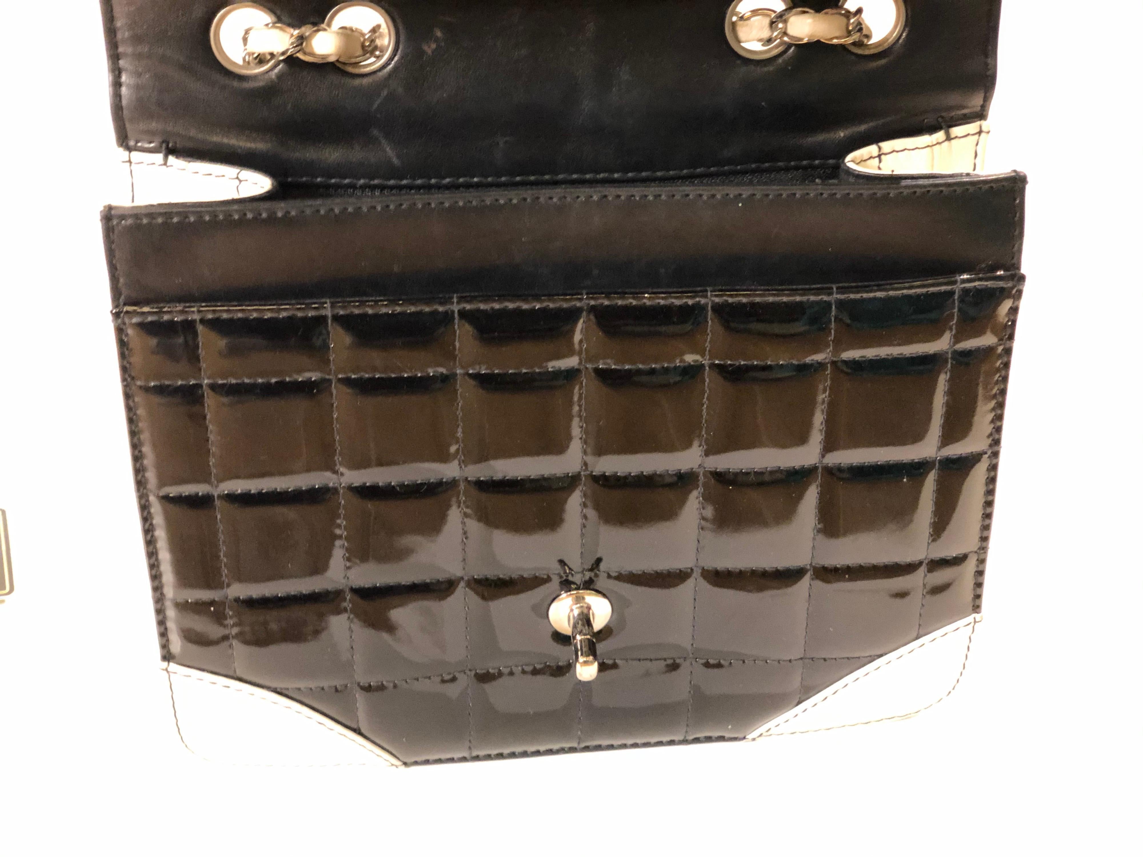 Chanel Black and  White Patent Leather Shoulder Strap bag 1