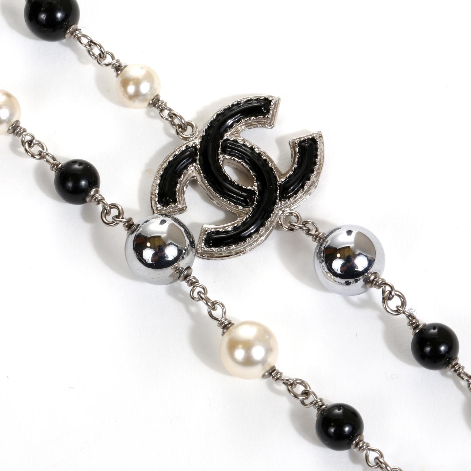 black and white chanel necklace