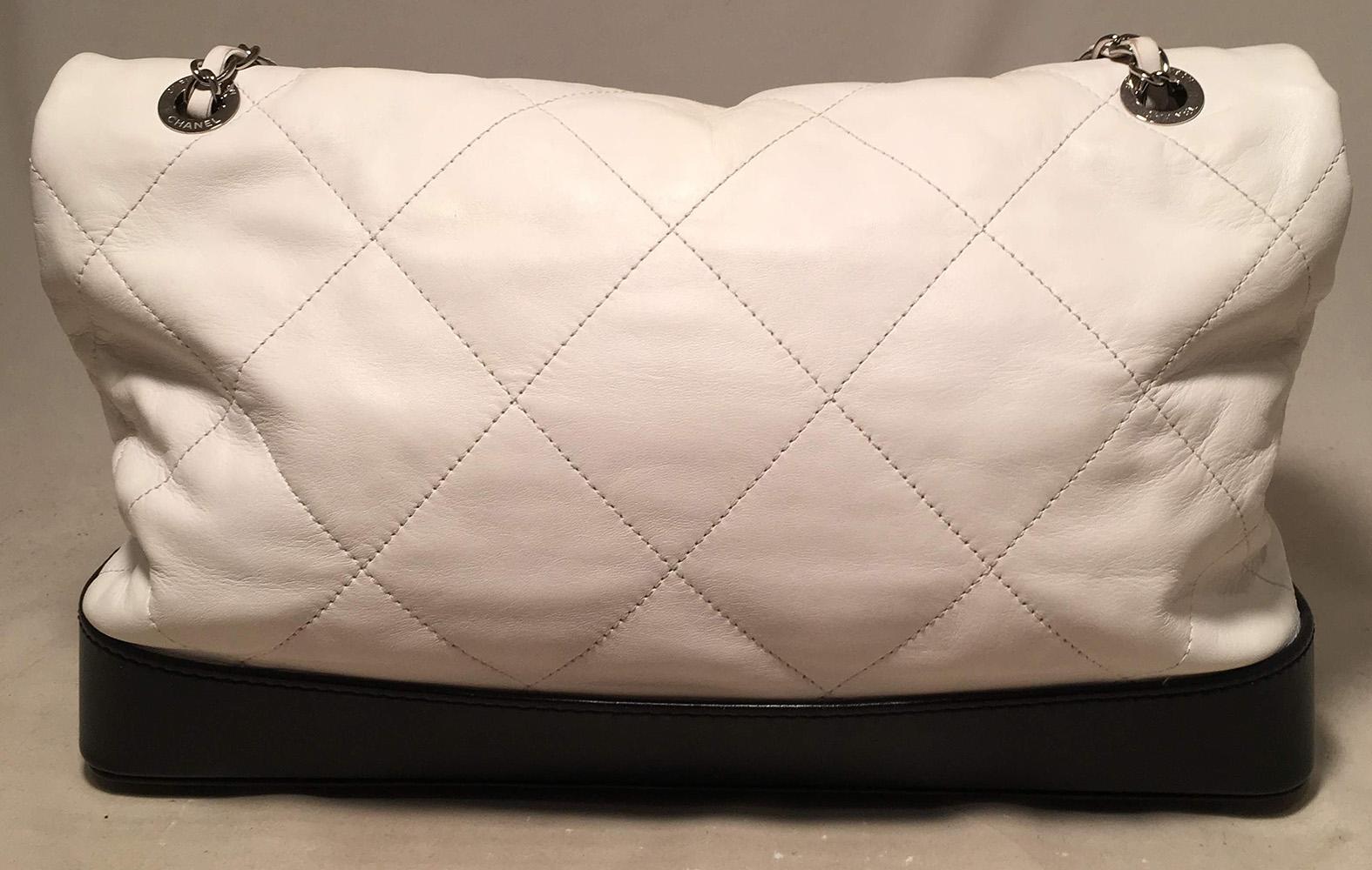 Beige Chanel Black and White Quilted leather XL Classic Flap Shoulder Bag