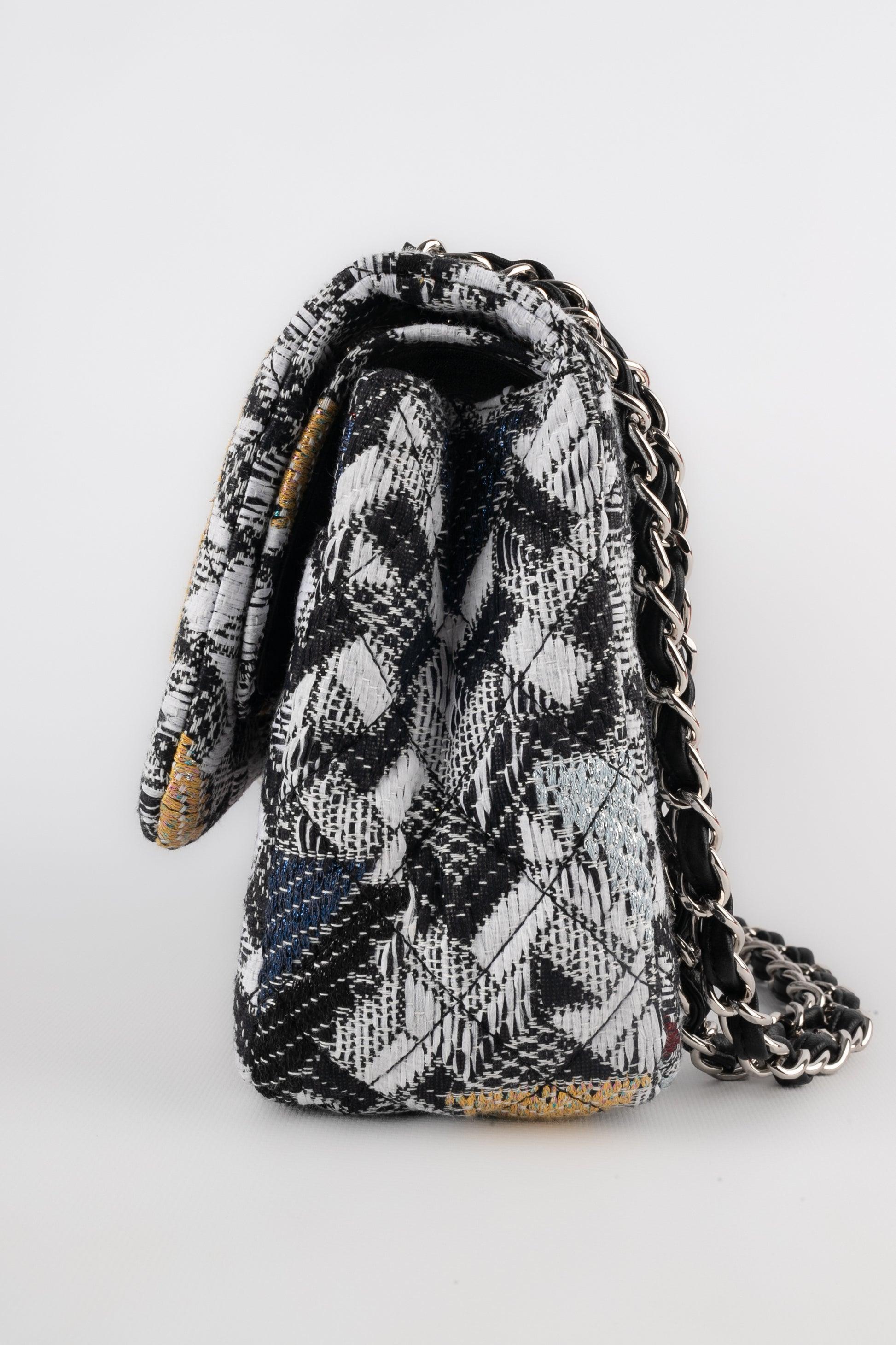 Women's Chanel Black and White Qulted Tweed 'Jumbo' Bag, 2016