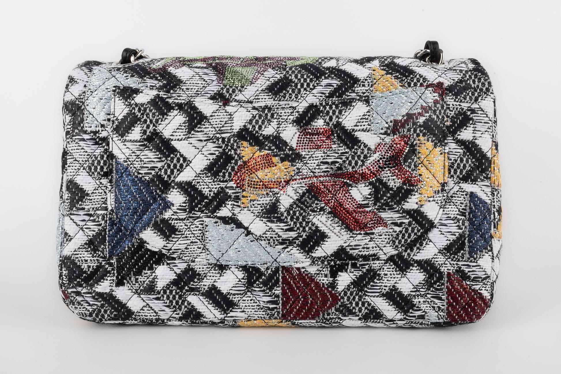 Chanel Black and White Qulted Tweed 'Jumbo' Bag, 2016 3