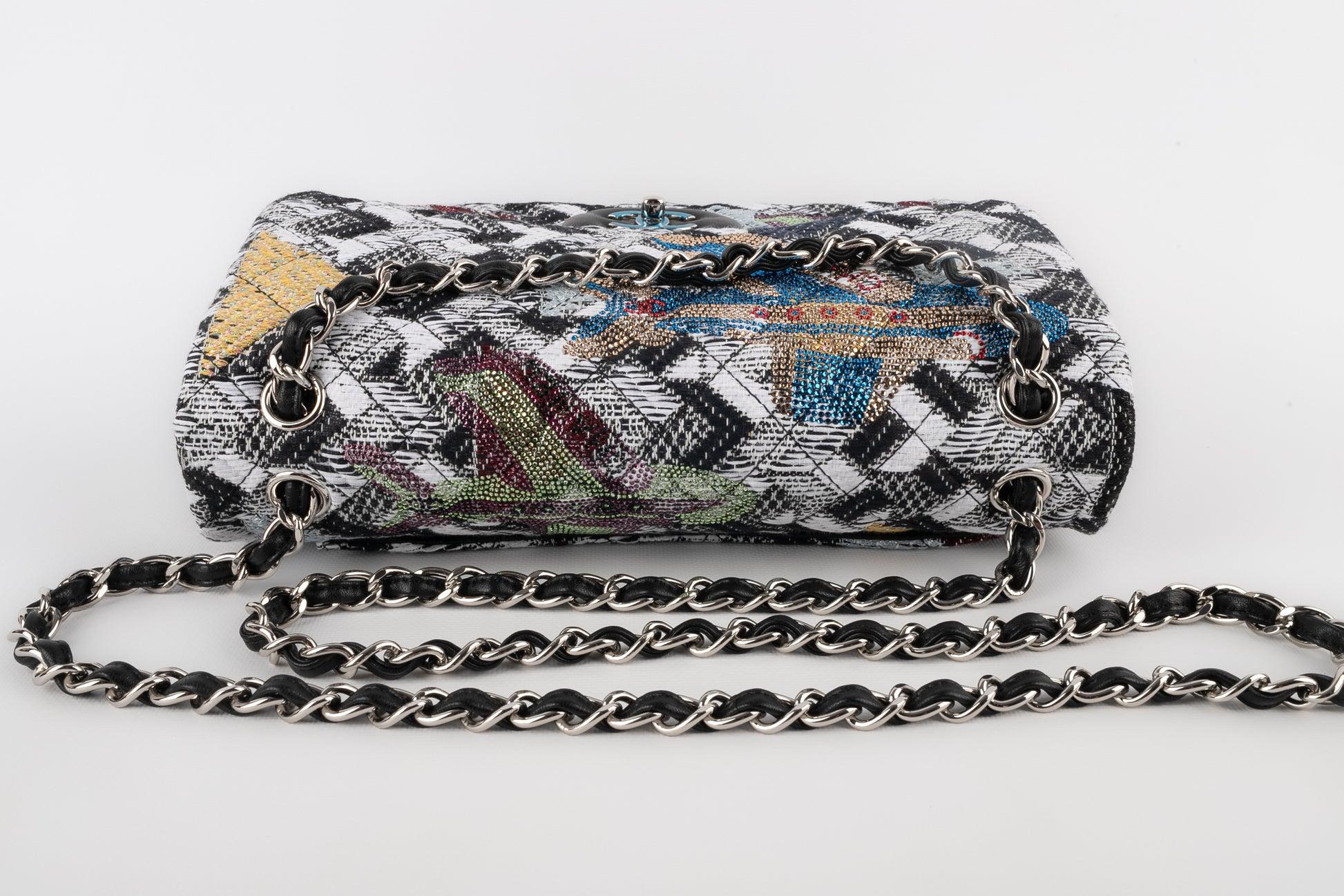 Chanel Black and White Qulted Tweed 'Jumbo' Bag, 2016 4