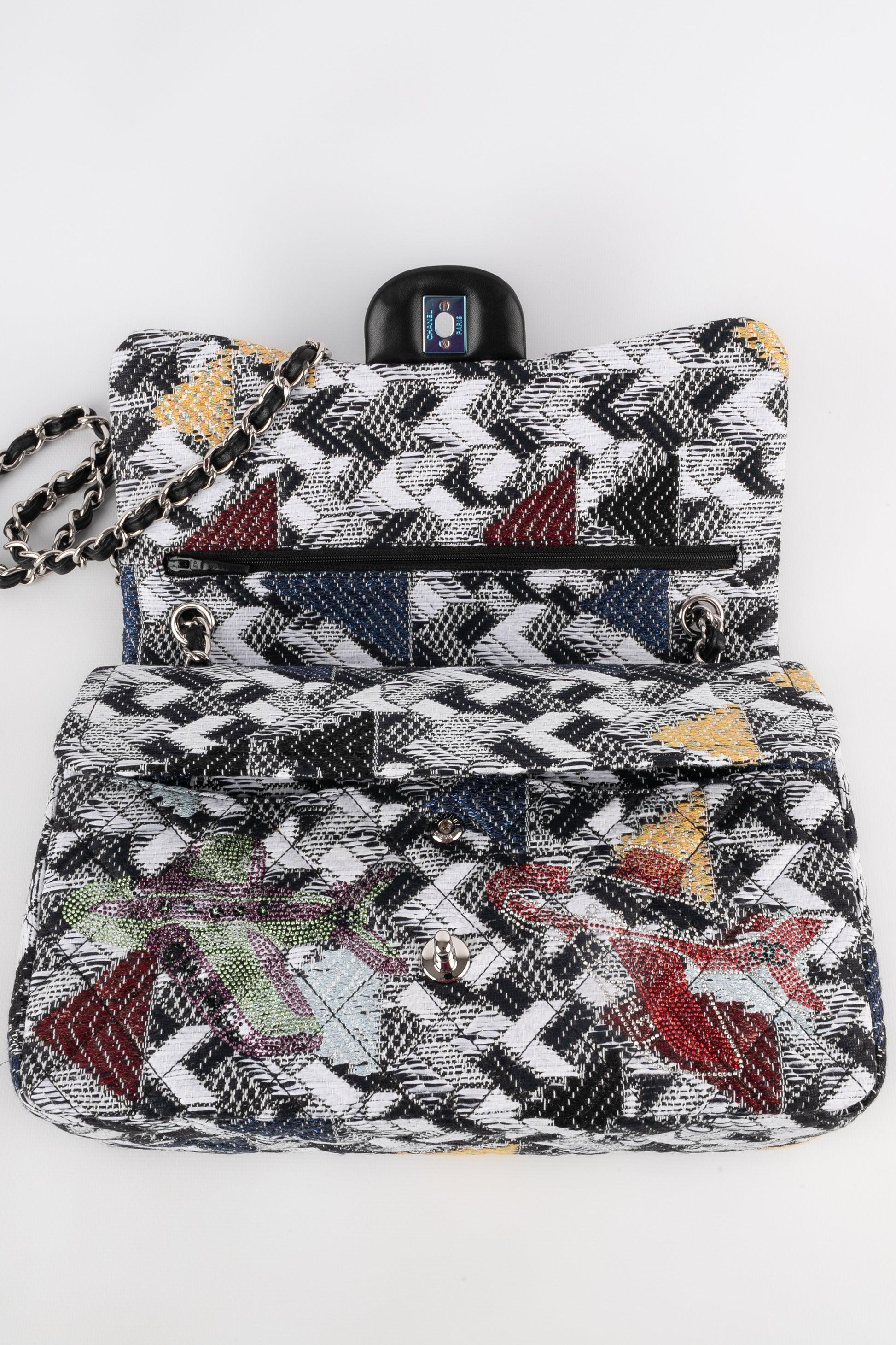 Chanel Black and White Qulted Tweed 'Jumbo' Bag, 2016 5