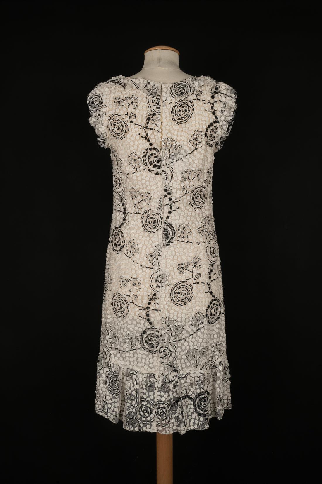 Brown Chanel Black and White Silk Dress Spring, 2001