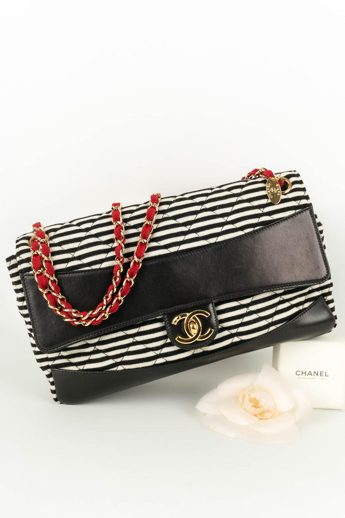 Chanel Black and White Stripes Bag, 2014 11