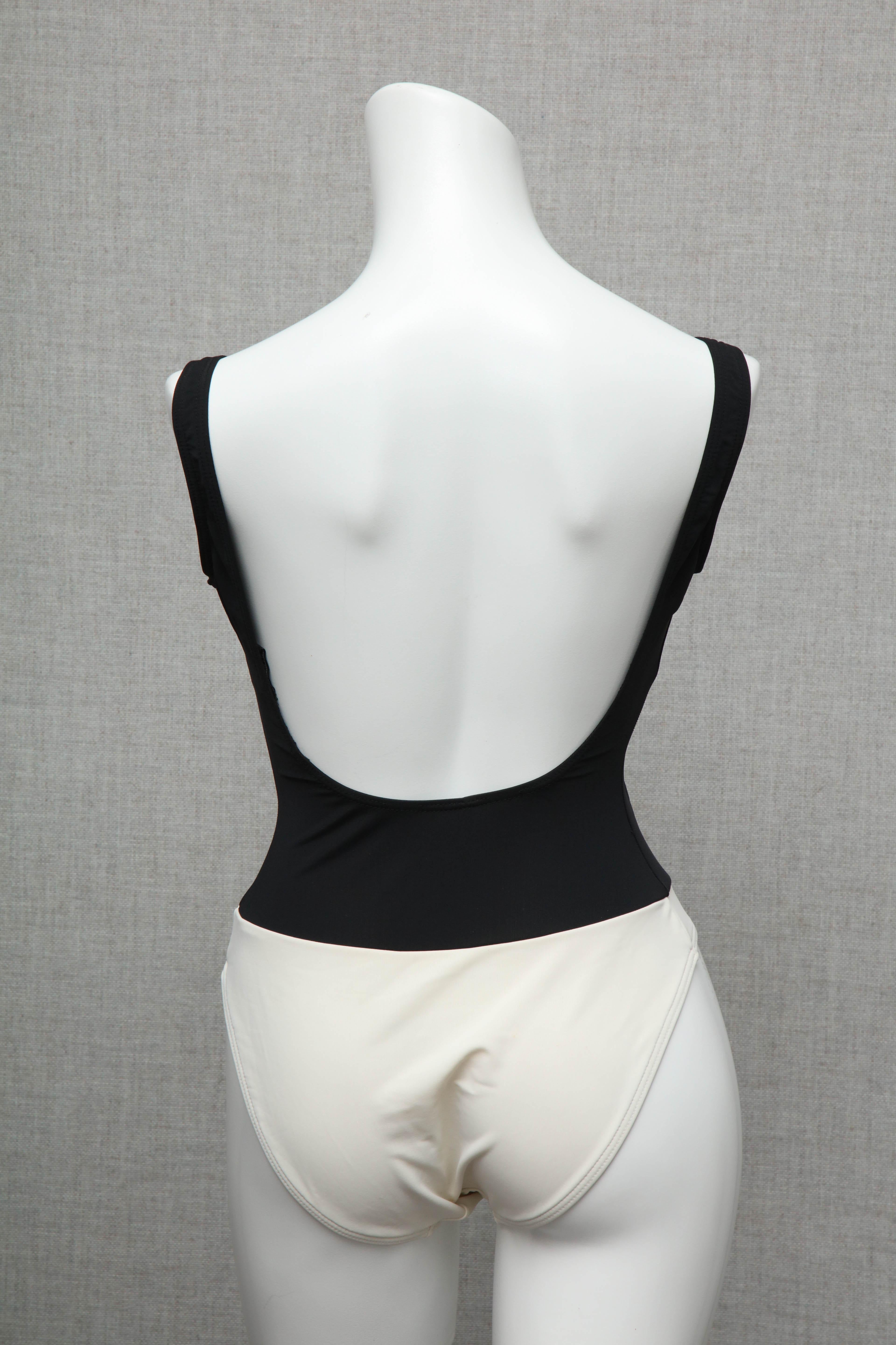 chanel black and white bathing suit