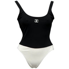 Chanel Black and White Swimwear with CC Logos