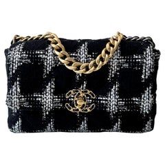 Chanel Black and White Tweed Chanel 19 Flap Bag