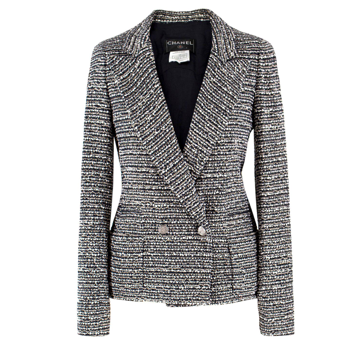 Chanel Black and White Tweed Jacket FR 34 at 1stDibs | chanel black and ...