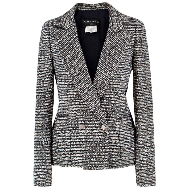 Chanel Black and White Tweed Jacket French 34