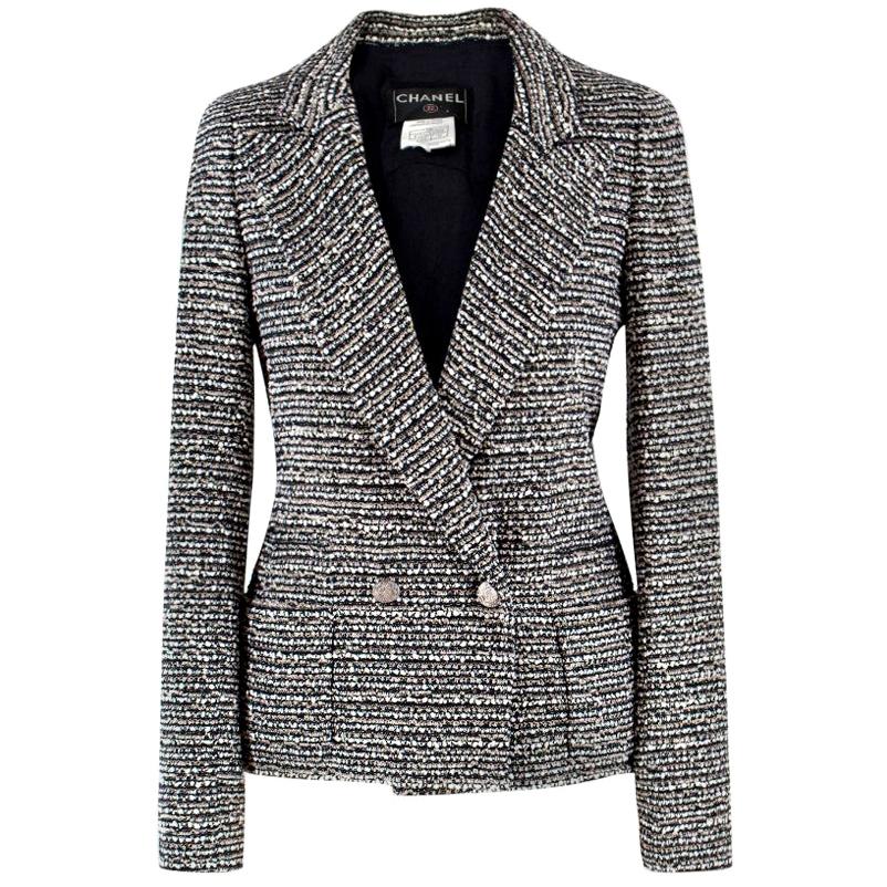 Chanel Black and White Tweed Jacket - Size US 0-2 For Sale at 1stDibs  chanel  tweed jacket black and white, black and white tweed coat, chanel black and white  jacket