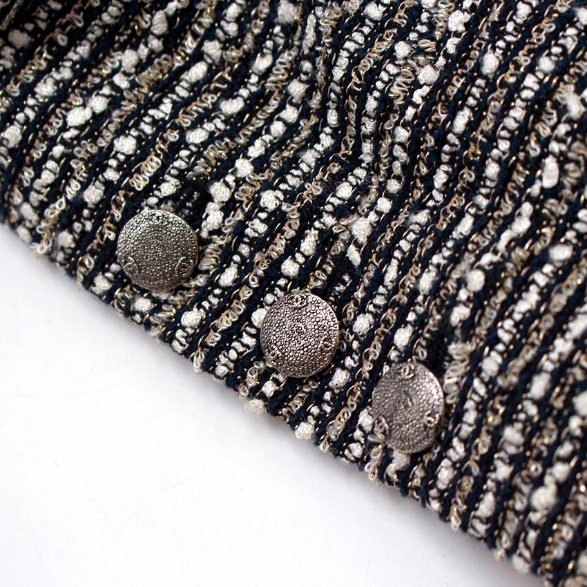 Chanel Black, Blue & Ivory Metallic Tweed Tailored Jacket - Size US 0-2 For Sale 1