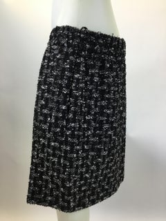 Chanel Black and White Tweed Pleated Skirt