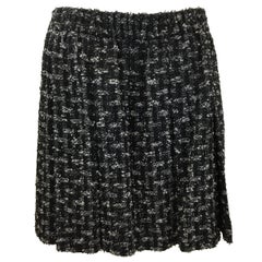 Chanel Black and White Tweed Pleated Skirt
