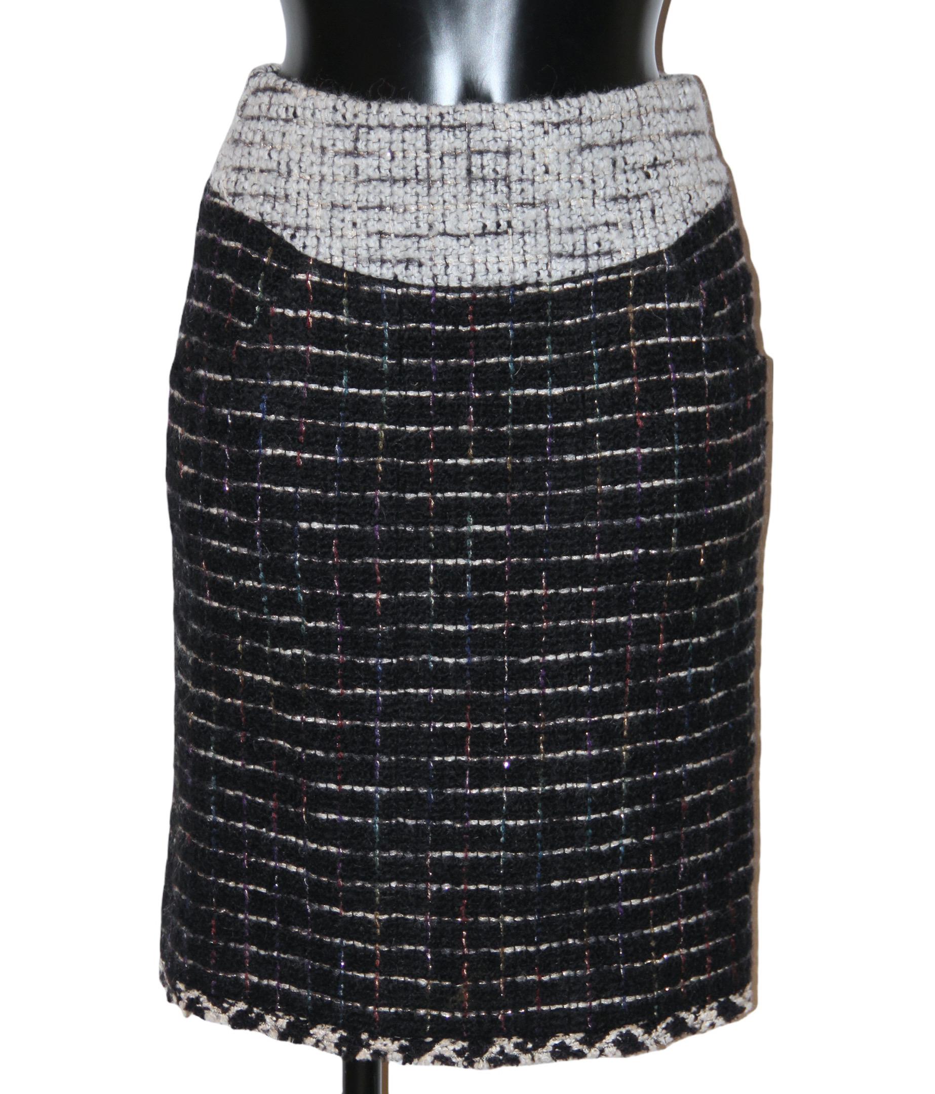 Chanel Black and White Tweed Skirt Suit  5