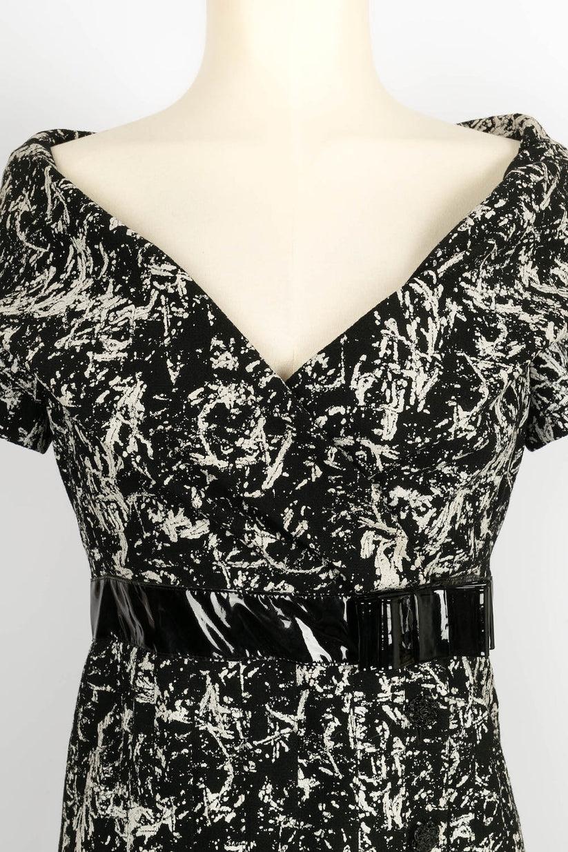 Chanel Schwarz-weißes Kleid aus Wolle im Angebot 1