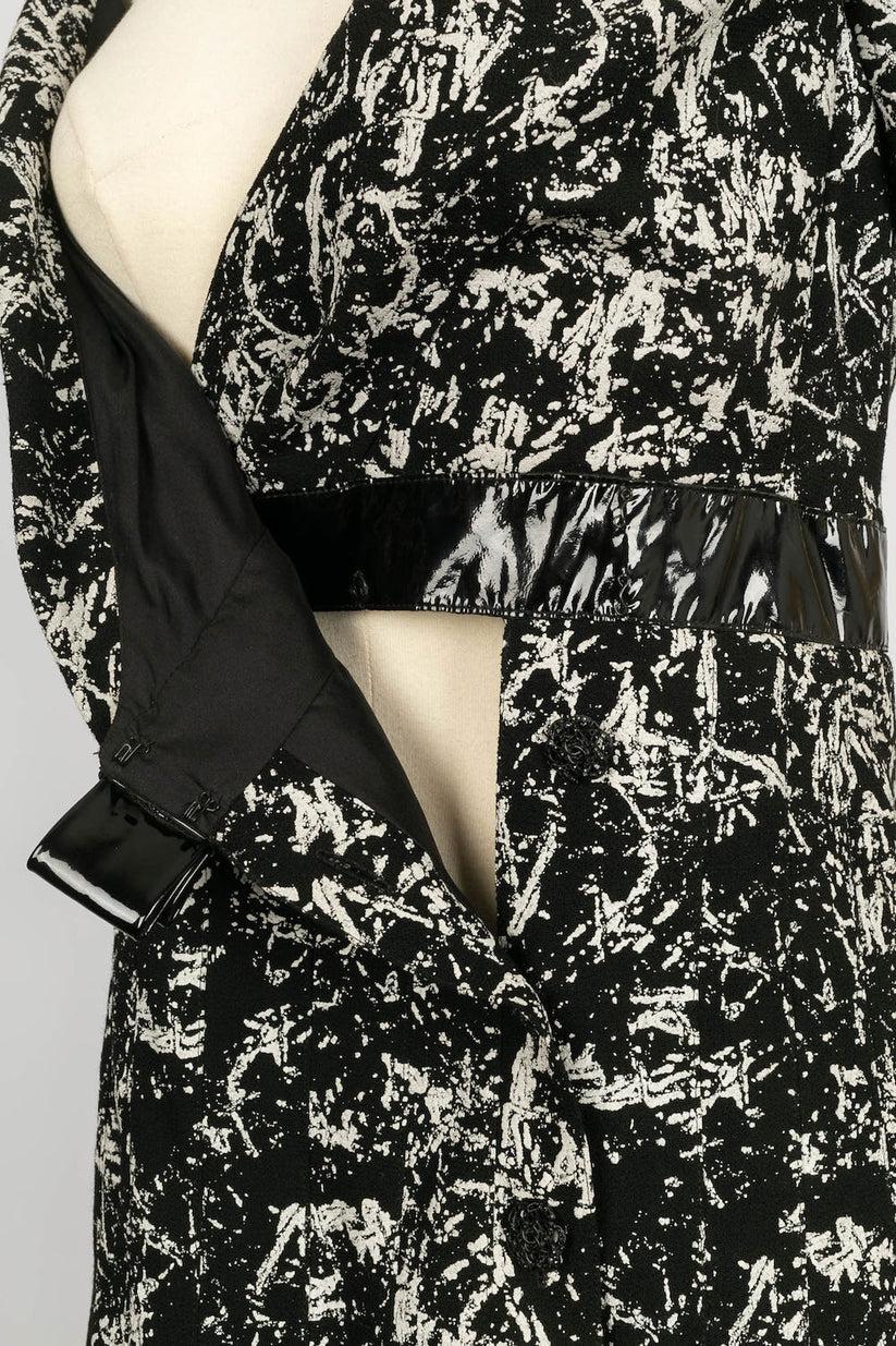 Chanel Schwarz-weißes Kleid aus Wolle im Angebot 3