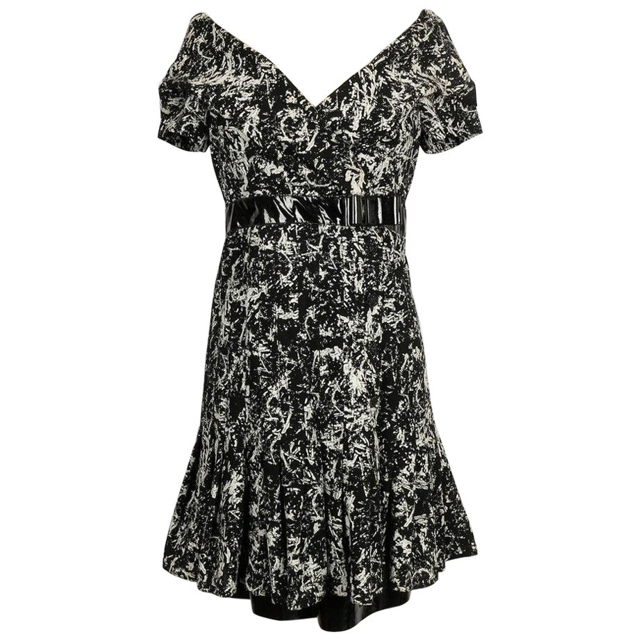 Chanel Schwarz-weißes Kleid aus Wolle im Angebot