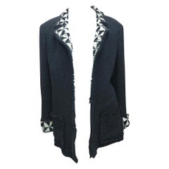 Chanel Schwarze und weiße Tweed-Jacke aus Wolle