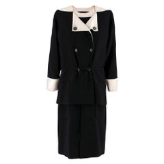 Chanel Black and White Wool Two-piece Dress and Jacket-Coat: 46 Fr Dress: 46 Fr