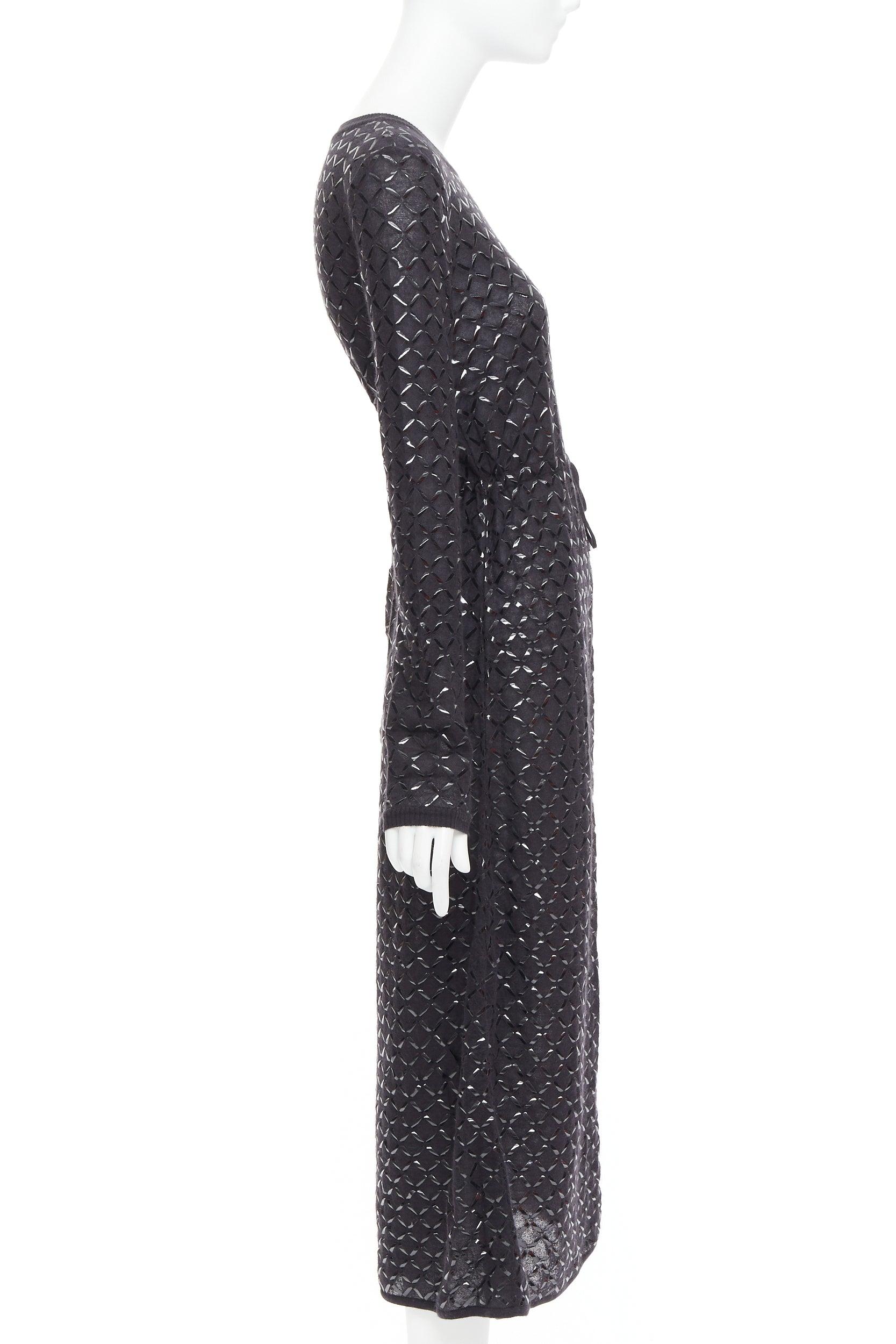 CHANEL black angora blend criss cross shine print knit dress FR36 S In Excellent Condition For Sale In Hong Kong, NT