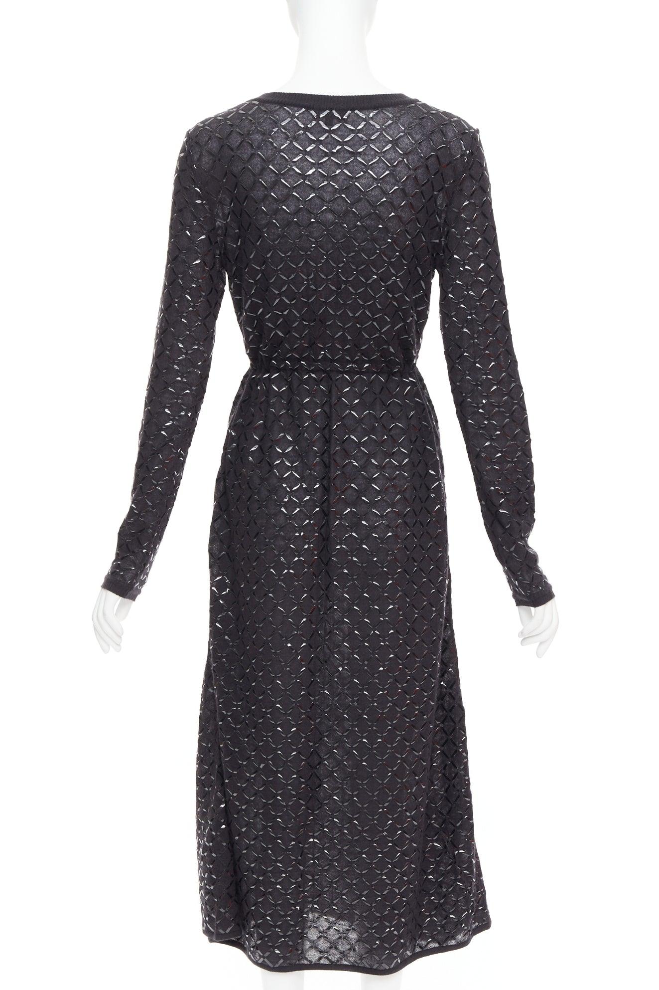 Women's CHANEL black angora blend criss cross shine print knit dress FR36 S For Sale