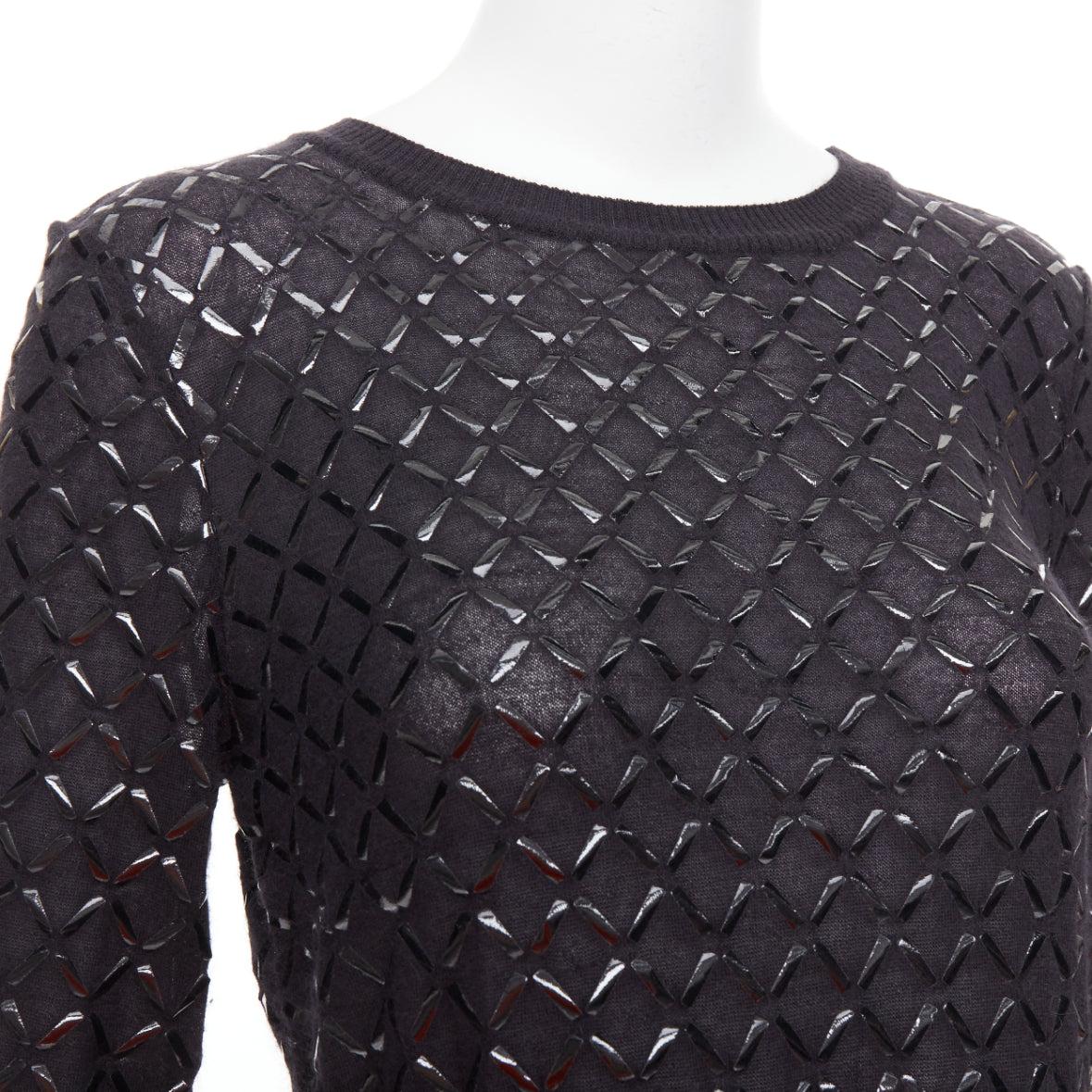 CHANEL black angora blend criss cross shine print knit dress FR36 S For Sale 2