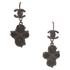 Chanel black anthracite pendant earrings