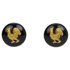 Chanel Black Autumn 94 Rooster Clips