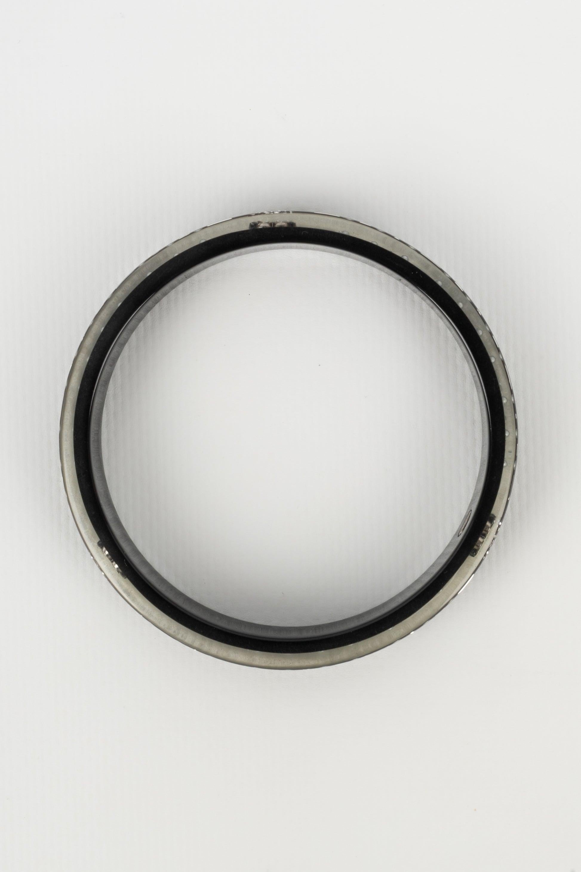 Women's Chanel Black Bakelite Bracelet Embedded with Rhinestones, 2010